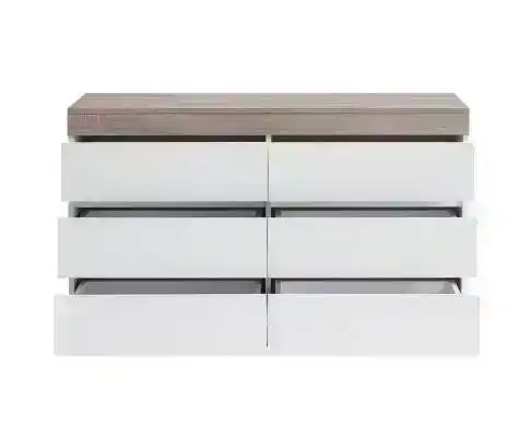 Ashley Coastal White Wooden Chest of 6 Drawers Cabinet