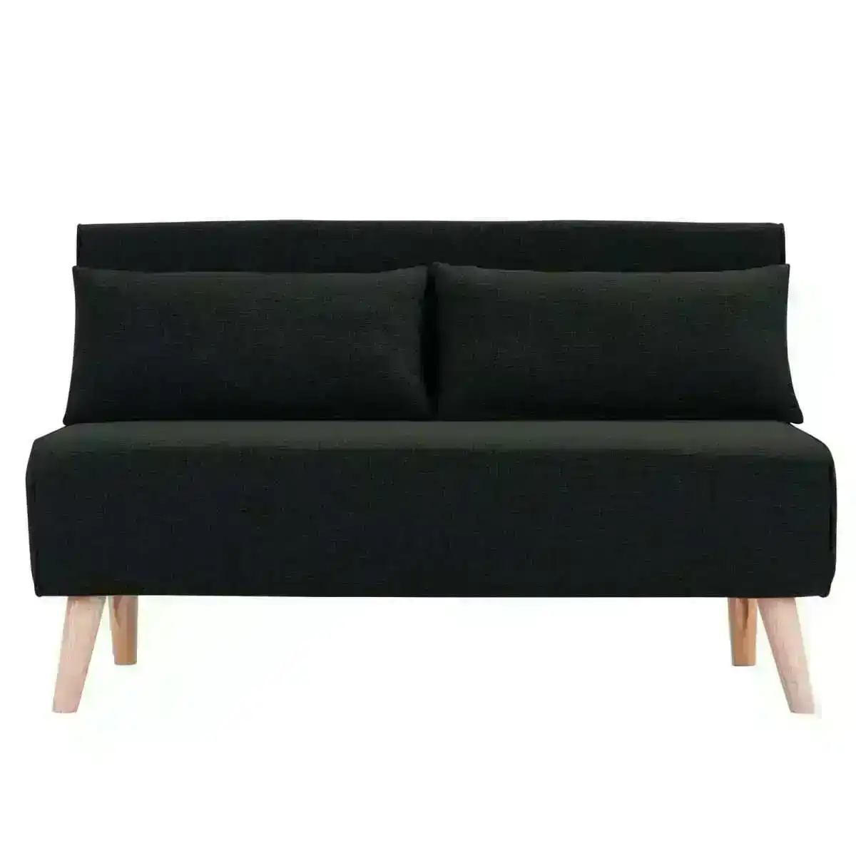 2 Seater Adjustable Sofa Bed Lounge Faux Velvet Fabric   Black