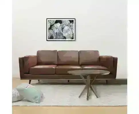 Stylish Leatherette Brown York Sofa  3 Seater