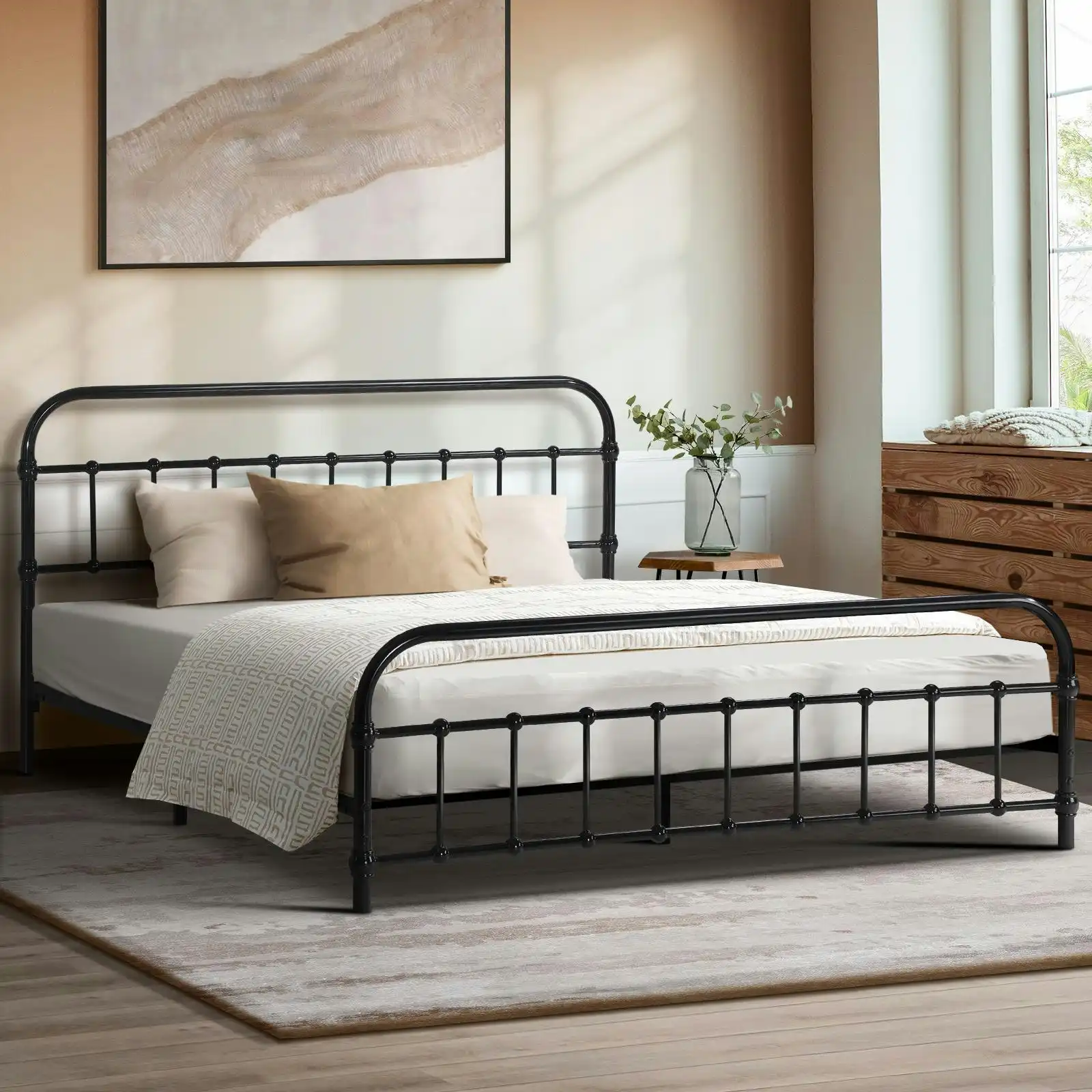 Oikiture Metal Bed Frame Double Size Bed Base Platform