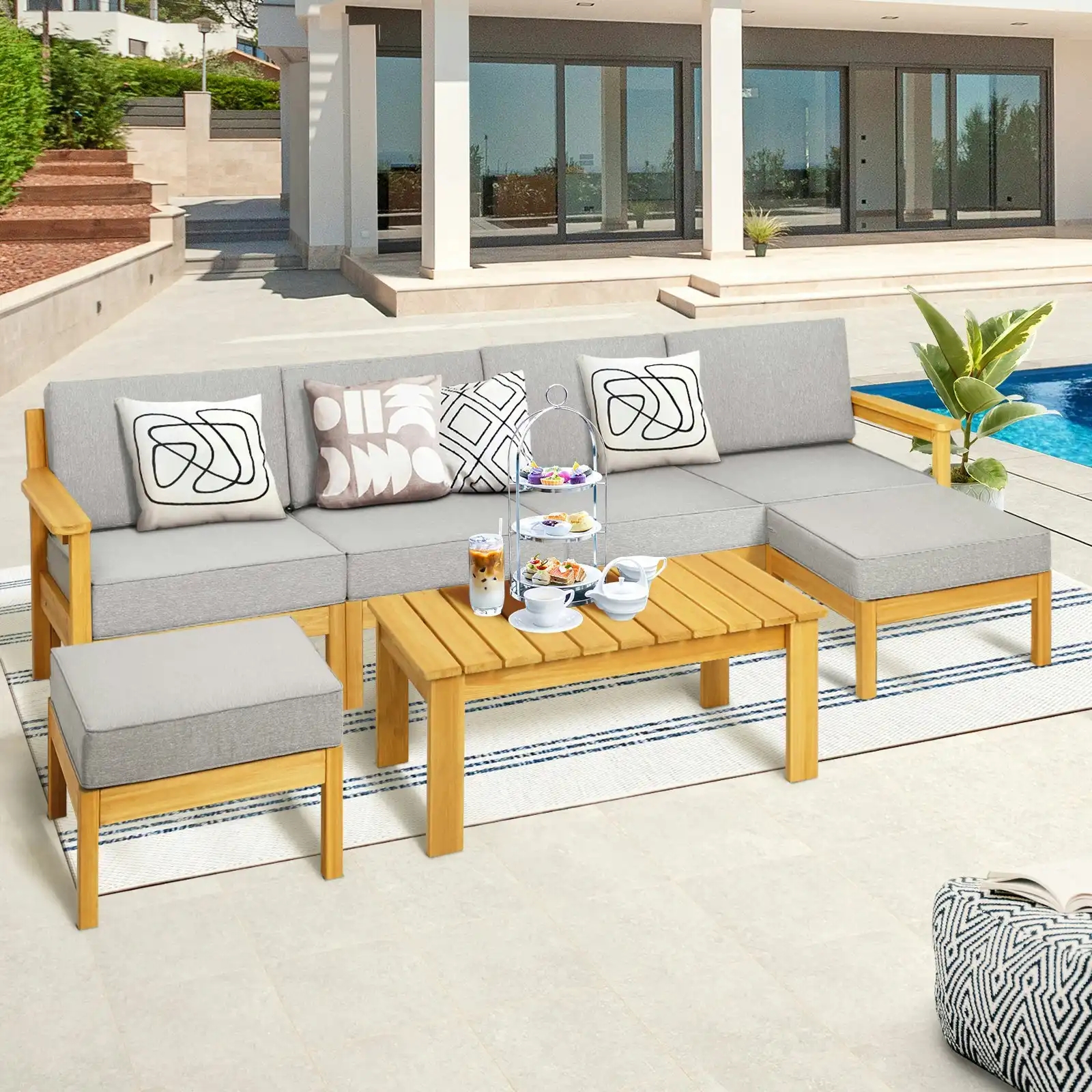 Livsip Outdoor Furniture Sofa Set Garden Lounge Patio Furniture Setting 7 Piece