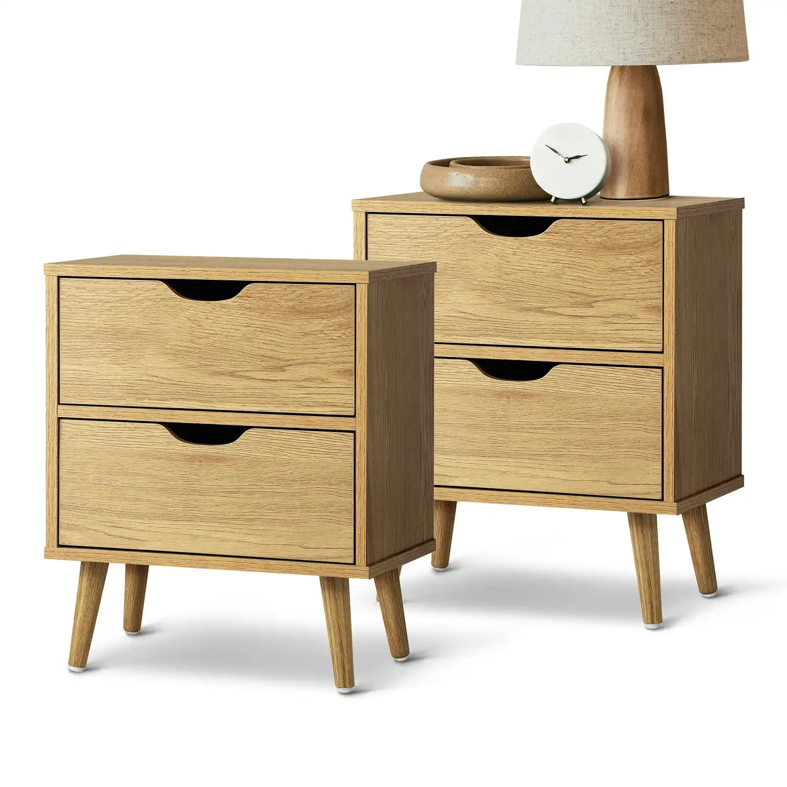 Oikiture 2 X Bedside Tables Side Table Bedroom Furniture Wooden