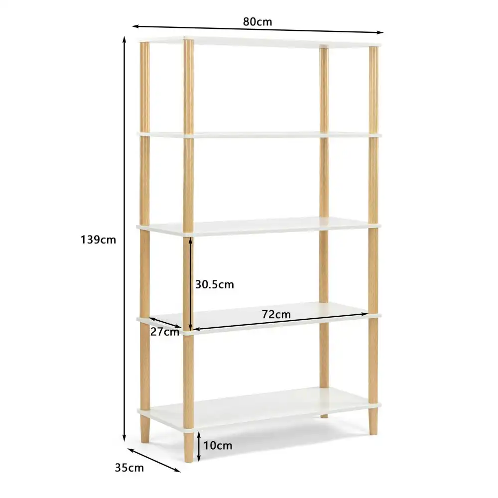 Dexter 5-Tier Rectangular Display Shelf Unit Cabinet - White/oak