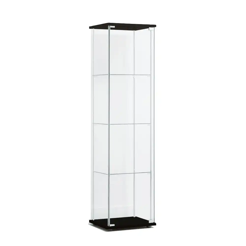 Jude 4-Tier Glass Display Shelf Storage Cabinet - Glass/Black