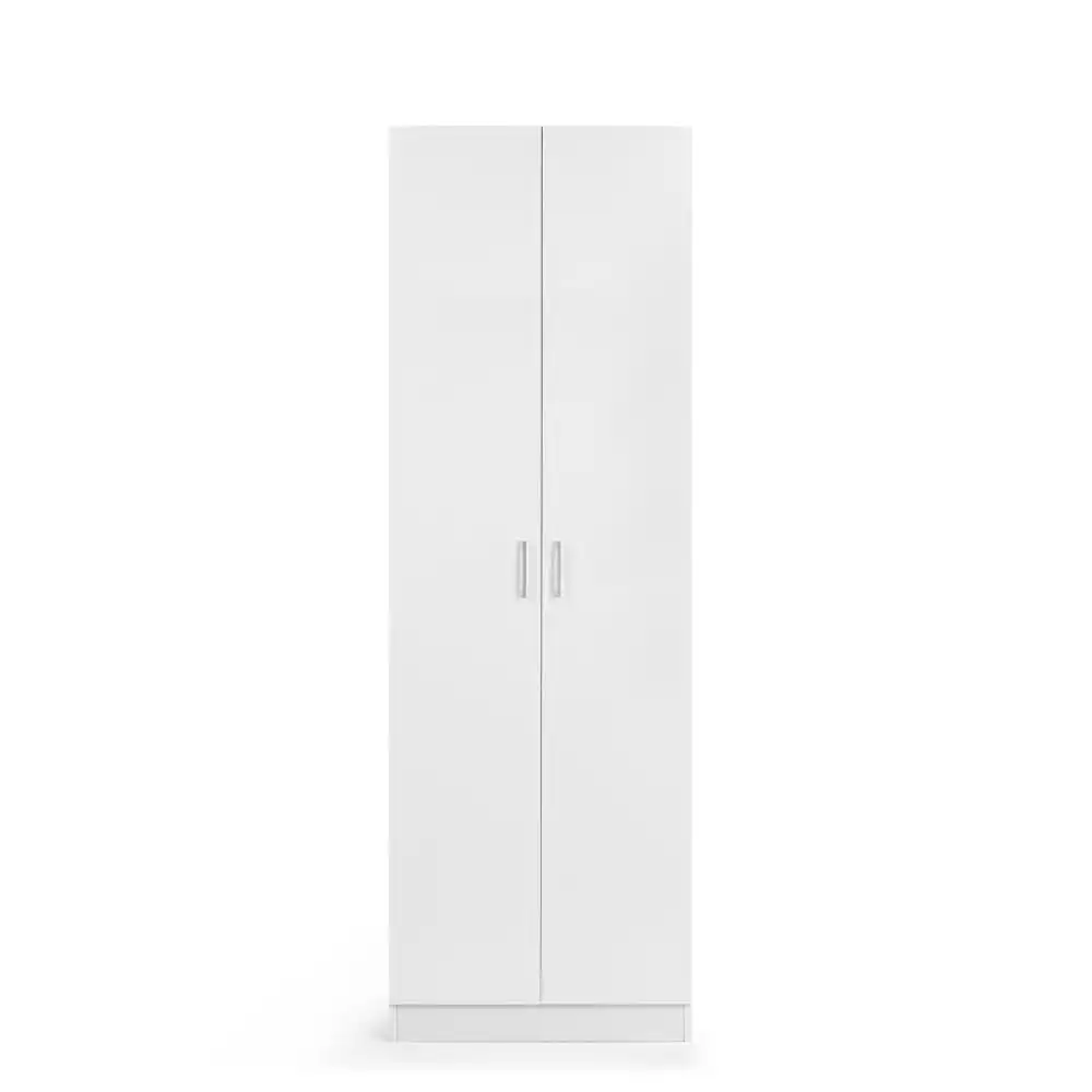 Monica Broom Cupboard Multi-purpose Tall Storage Cabinet 2-Doors - White