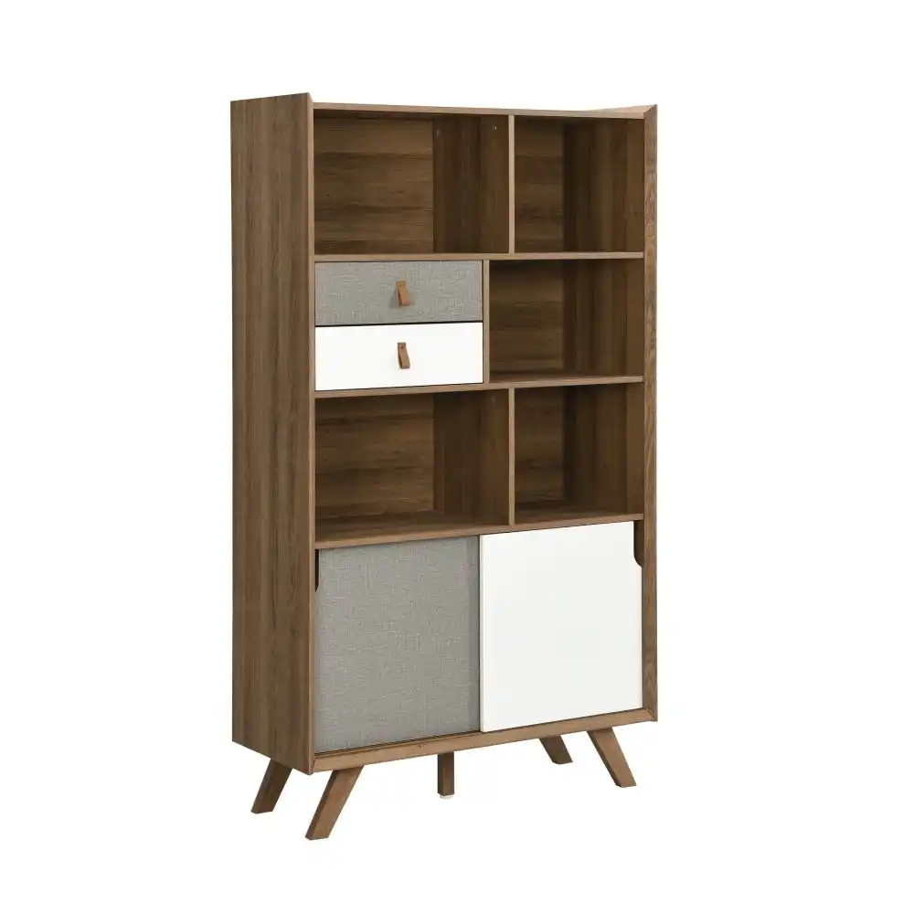 Grant Bookcase Display Shelf Storage Cabinet - Walnut