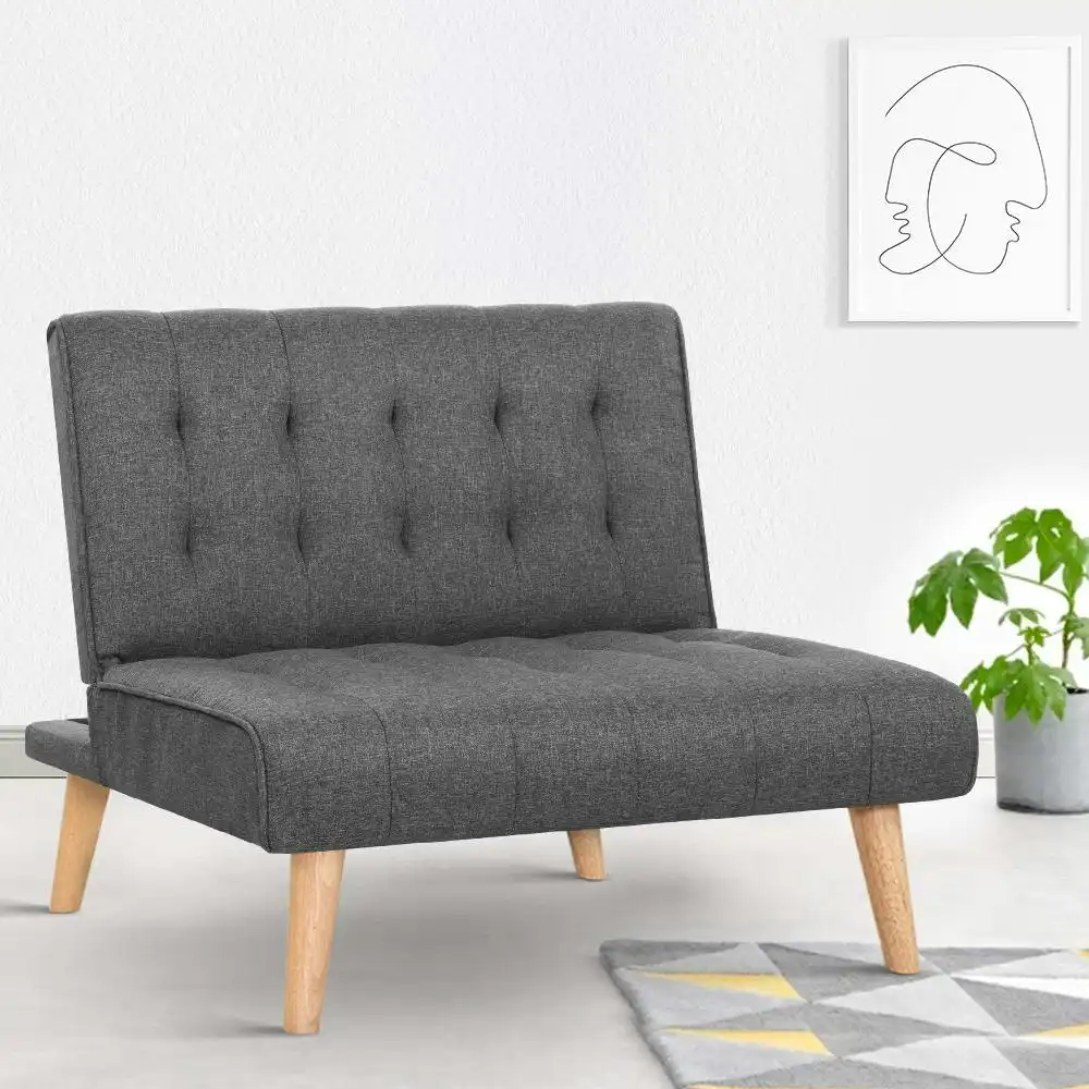 Artiss Sofa Bed Fabric Lounge Sofa Recliner Chair Grey Sofa