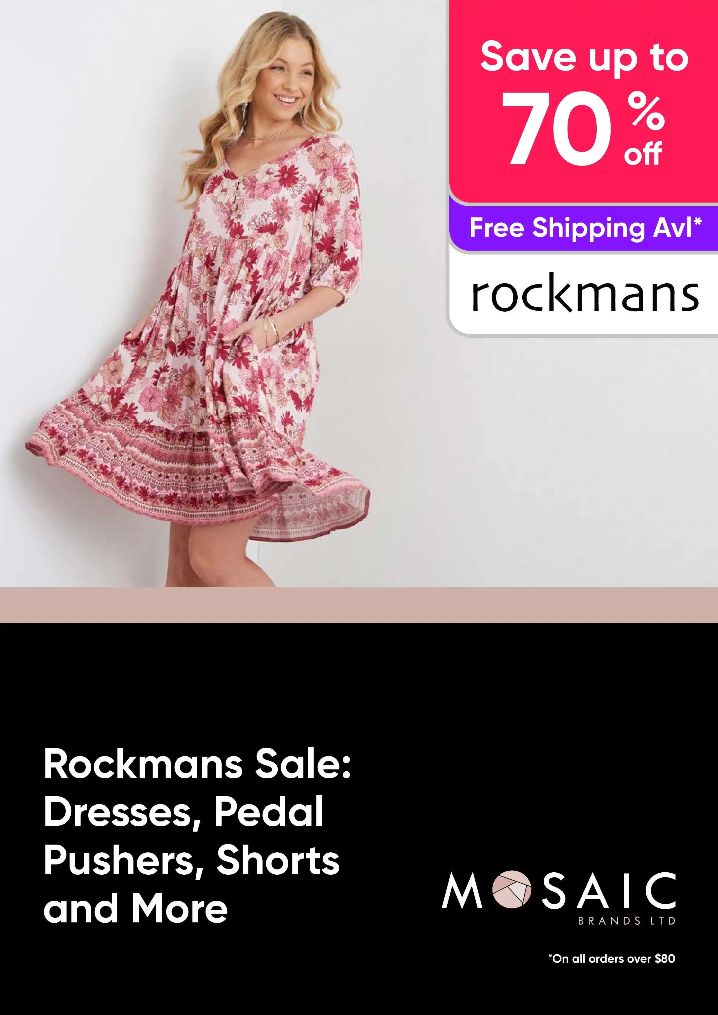 Rockmans Sale - Dresses, Pedal Pushers, Shorts and More - up to 70% off
